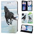 GREEN ON 3D Print Wallet Case Black Horse Galaxy A25