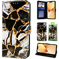 GREEN ON 3D Print Wallet Case Gold Black Marble Galaxy A25