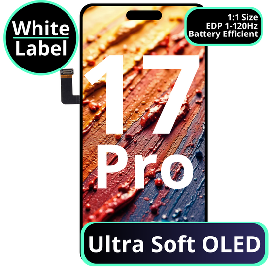 LCD Ultra Soft Oled With Battery Efficient EDP 1 - 120Hz For IPhone 17 Pro - White Box