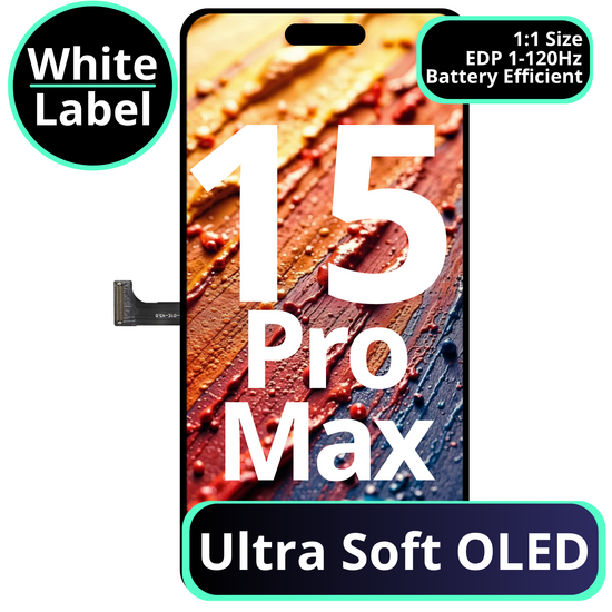 LCD Ultra Soft Oled With Battery Efficient EDP 1 - 120Hz For IPhone 15 Pro Max  - White Box