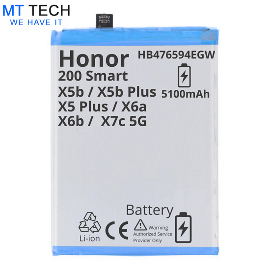 BATTERY MT Tech For Honor 200 Smart / X5b / X5B Plus / X5 Plus / X6a / X6b / x7c 5G - HB476594EGW - 5100mAh