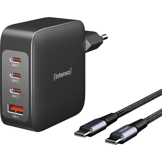 Intenso GaN Power Adapter W140ACC with 2 M USB-C Cable  - 140 Watt PD 3.1 / QC 4.0