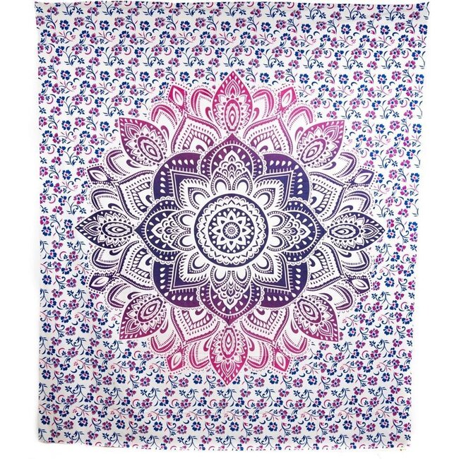 Spiru Authentischer Wandteppich mit Blumen-Mandala-Motiv