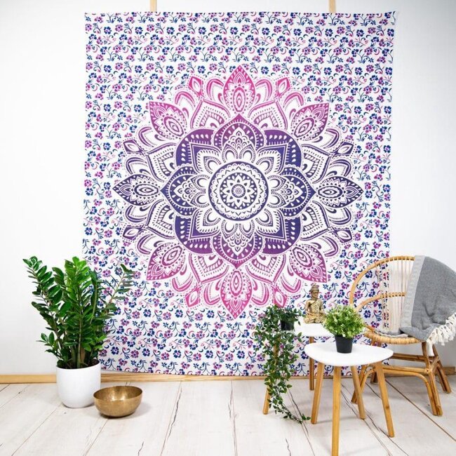 Spiru Authentischer Wandteppich mit Blumen-Mandala-Motiv
