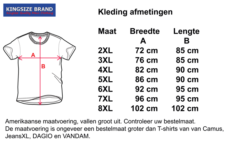 Kingsize Brand T361 Grote maten Navy T-shirt "TATTOO PRINT "
