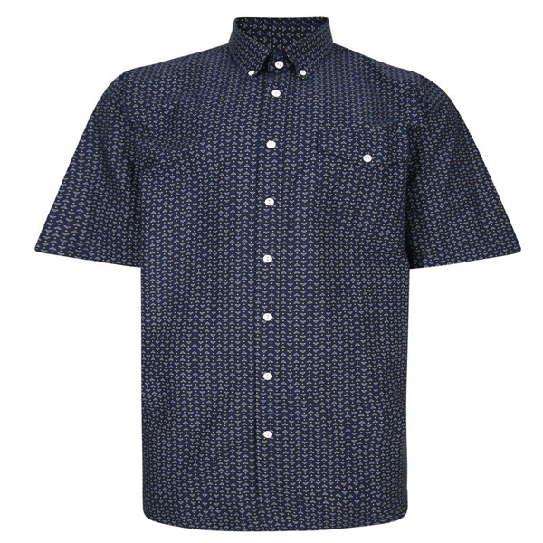 Kingsize Brand SH350 Grote maten Blauw Overhemd Geometric Print