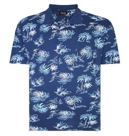Espionage Grote maten Donkerblauwe Polo met Palm Print