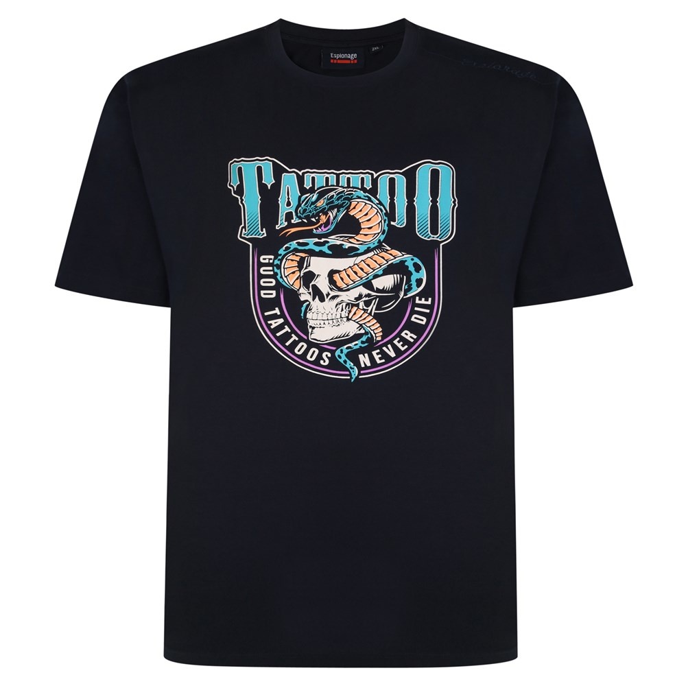 Espionage Grote maten Navy T-shirt "Tattoo" TS361