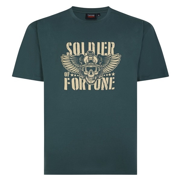 Espionage TS392 Grote maten Groen T-shirt "Solider Of Fortune"  2XL-8XL