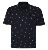 Espionage Grote maten Zwarte Polo Stag Print 2XL-8XL