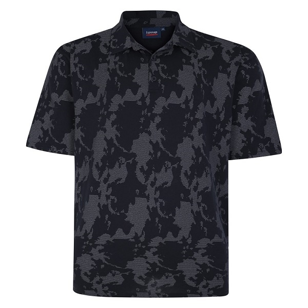 Espionage Grote maten Zwarte Polo Abstract Camo Print 2XL-8XL