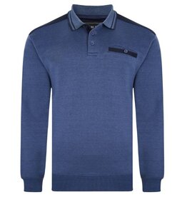 KAM Grote maten Blauwe Polo Sweater