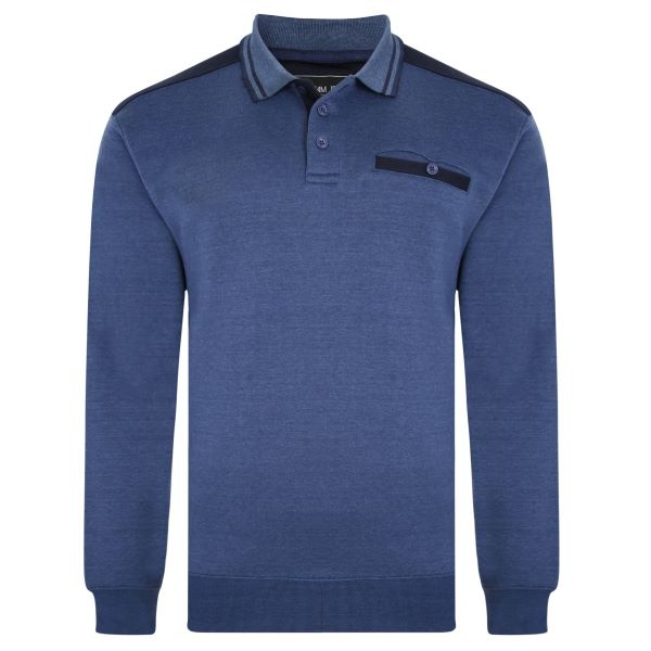 KAM Grote maten Blauwe Polo Sweater 2XL-8XL
