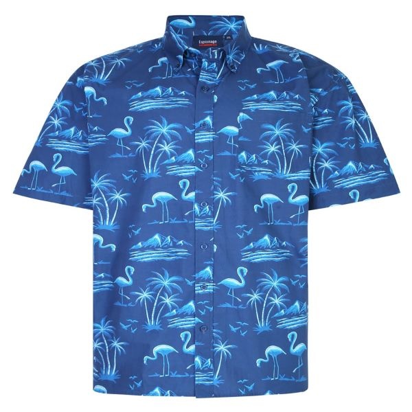 Espionage Grote maten Flamingo  Print Overhemd 2XL-8XL