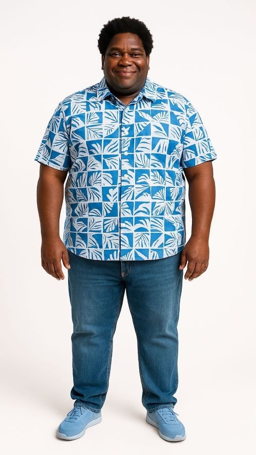 Espionage Grote maten Leaf Print Overhemd  2XL-8XL