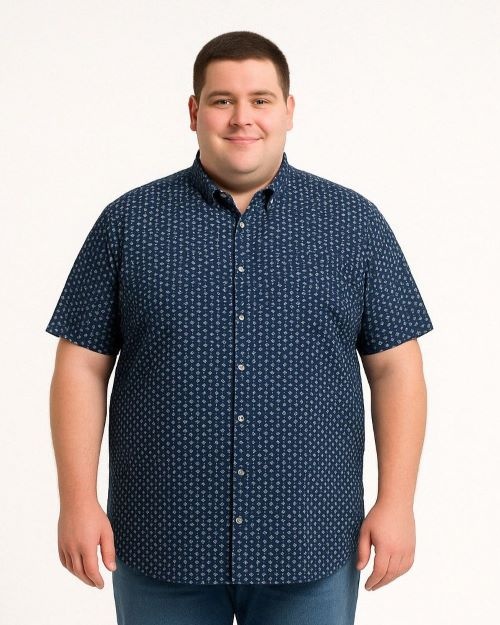 Espionage Grote maten Mini Flamingo Print Overhemd  2XL-8XL