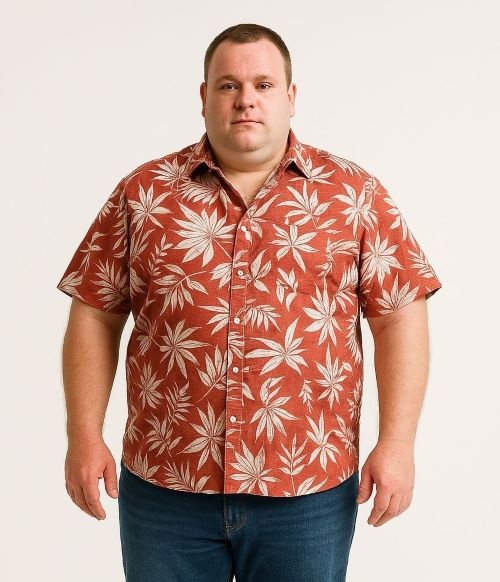 Espionage Grote maten Leaf Print Overhemd 2XL-8XL