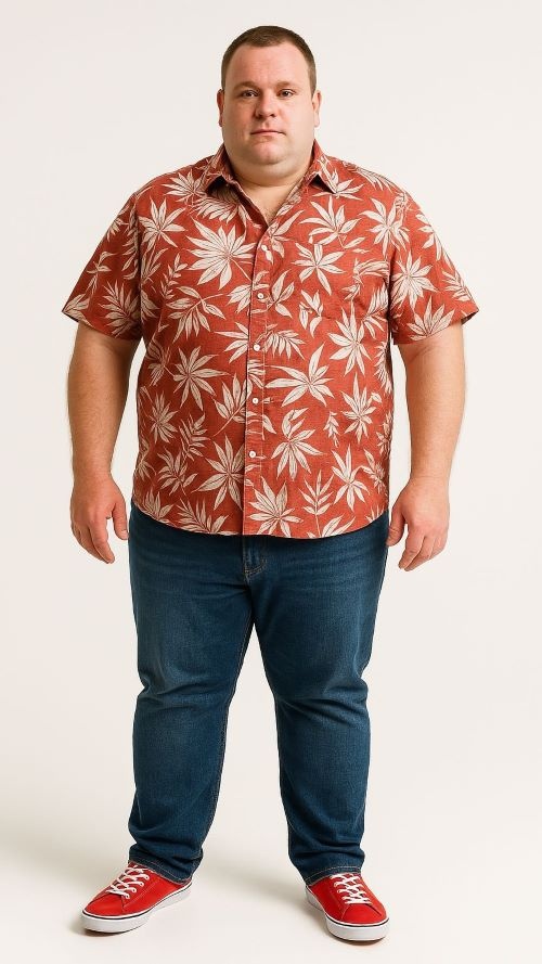 Espionage Grote maten Leaf Print Overhemd 2XL-8XL