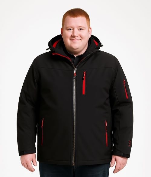 KAM Grote maten Zwart Gewatteerd Softshell Jack 2XL-8XL