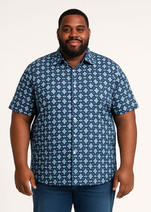Espionage Grote maten Geometric Print Overhemd 2XL-8XL