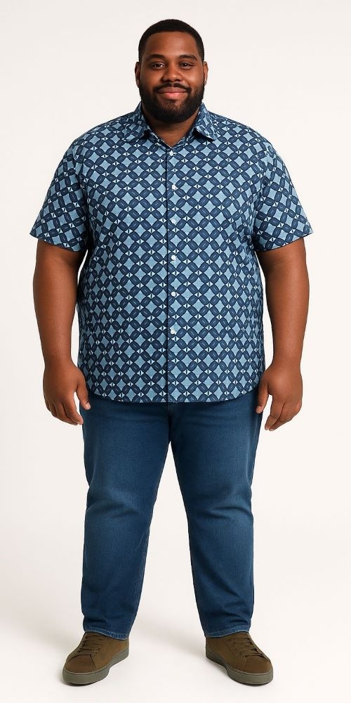 Espionage Grote maten Geometric Print Overhemd 2XL-8XL