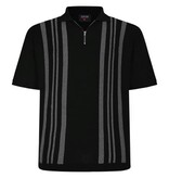 Espionage Grote maten Gebreide Zwarte Polo met strepen  3XL-5XL
