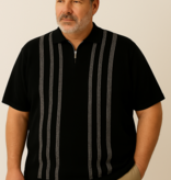 Espionage Grote maten Gebreide Zwarte Polo met strepen  3XL-5XL