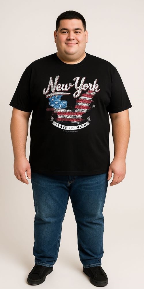 Espionage Grote maten Navy T-shirt "NEW YORK" 2XL-8XL