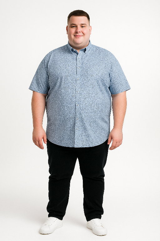 Espionage Grote maten Blauw Geometric Print Overhemd 2XL-8XL