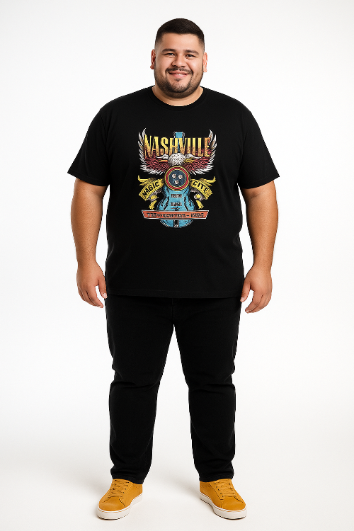 Espionage Grote maten Zwart T-shirt"NASHVILLE"  TS431 2XL-8XL