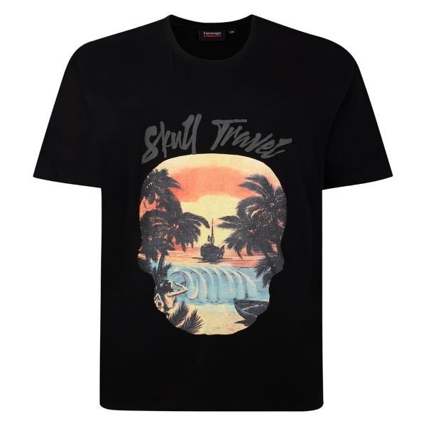 Espionage Grote maten Z wart T-shirt "Skull Travel"  2XL-8XL