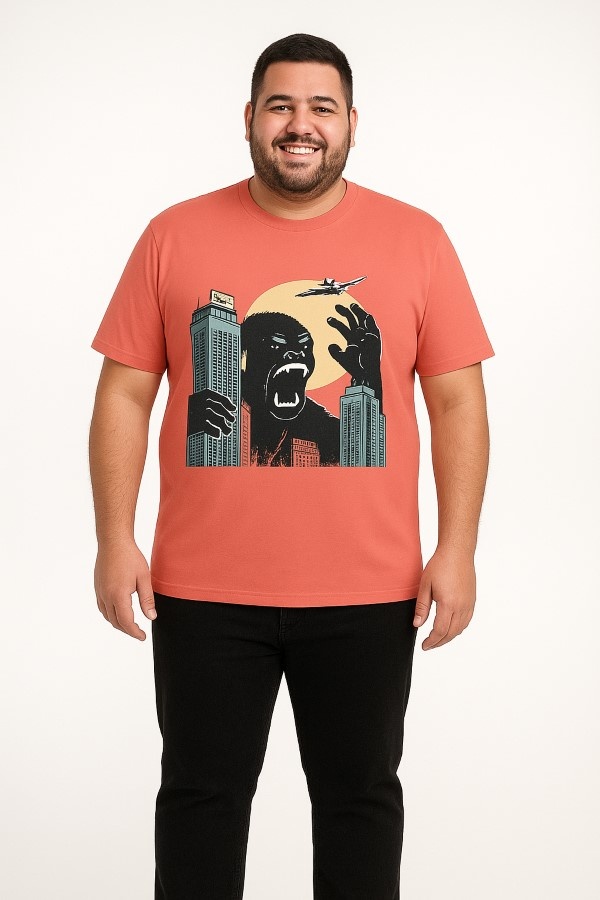 Espionage Grote maten Coral  T-shirt "Kong Pop"  2XL-8XL
