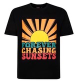 Espionage Grote maten Zwart T-shirt "Chaising Sunset"  2XL-8XL