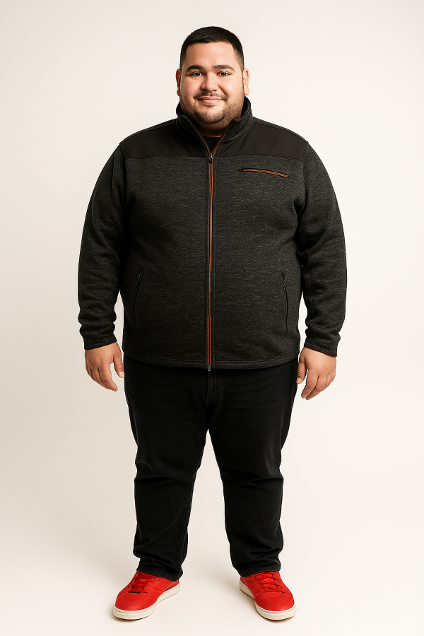 KAM Grote maten Zwarte Fleece jas 2XL-8XL