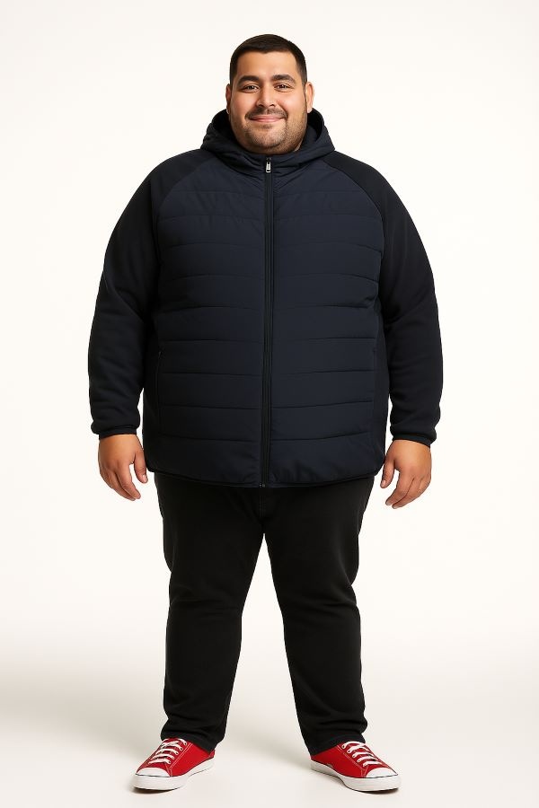 Espionage Grote maten Navy  Gewatteerde Waterdichte jas 2XL-8XL