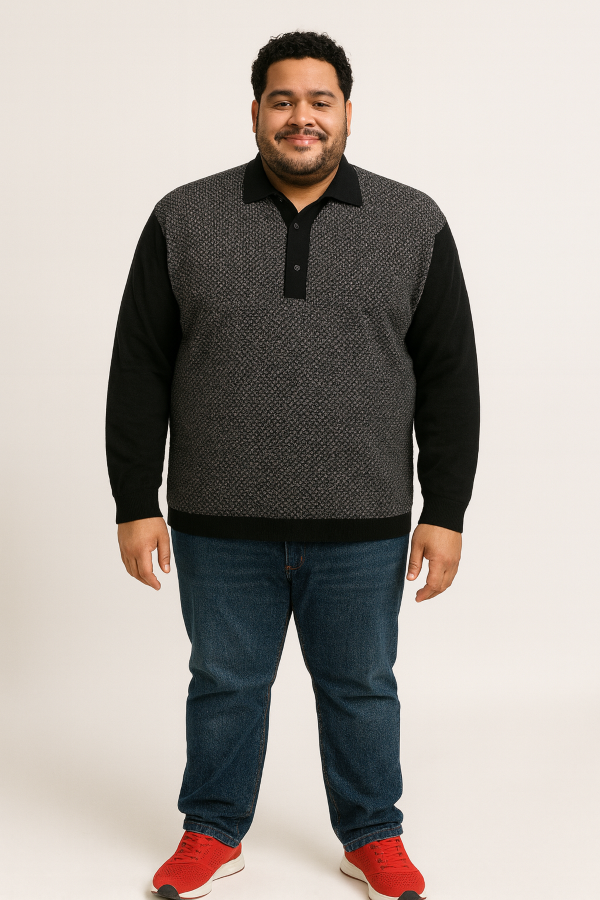 Espionage Grote maten  Zwarte Gebreide polo 2XL-8XL