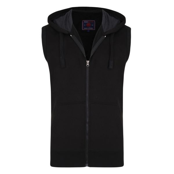 KAM Grote maten Zwarte Sleeveless Hoody 2XL-8XL