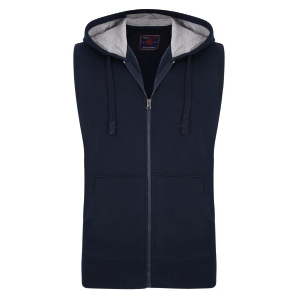 KAM Grote maten Navy Sleeveless Hoody  2XL-8XL