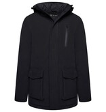 KAM Grote maten Zwart Long Quilted Soft Shell Jas 2XL-8XL