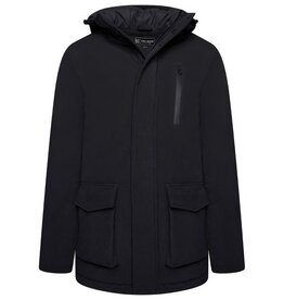 KAM Grote maten Zwart Long Quilted Soft Shell Jas