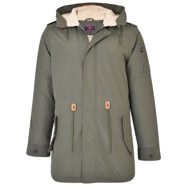 KAM Grote maten Groene Parka Jas met sherpavoering 2XL-8XL