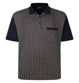 Espionage Grote maten Navy Polo met Geometric Print 2XL-6XL