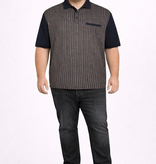 Espionage Grote maten Navy Polo met Geometric Print 2XL-6XL