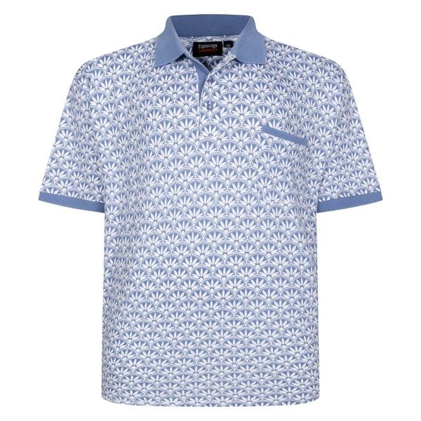Espionage Grote maten blauw wit  Geomatric Print   2XL-8XL  - Copy