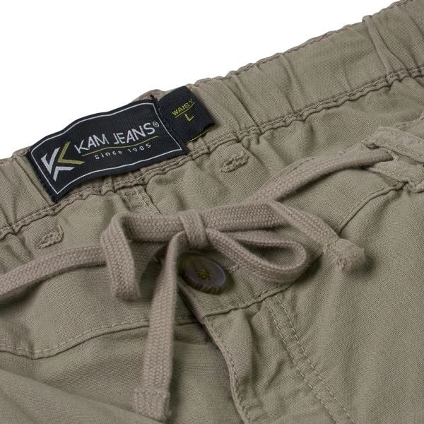 KAM Grote maten Bruine stretch katoen-linnen shorts  2XL t/m 8XL