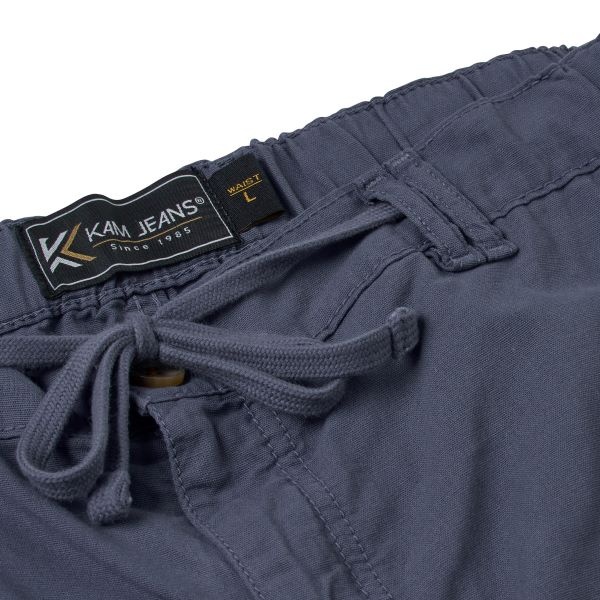 KAM Grote maten Indigo stretch katoen-linnen shorts  2XL t/m 8XL