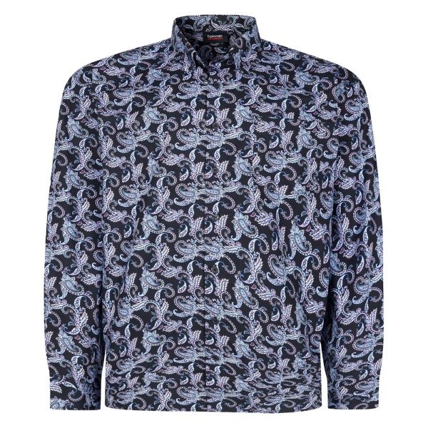 Espionage Grote maten Paisley Print Stretch Overhemd Langemouw 2XL-8XL