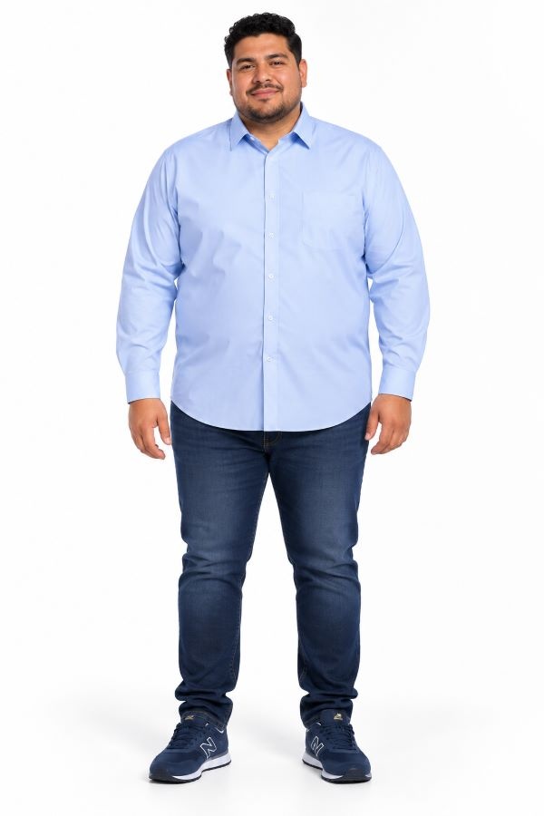 Espionage Grote maten Lichtblauw  Klassiek Overhemd 2XL-8XL