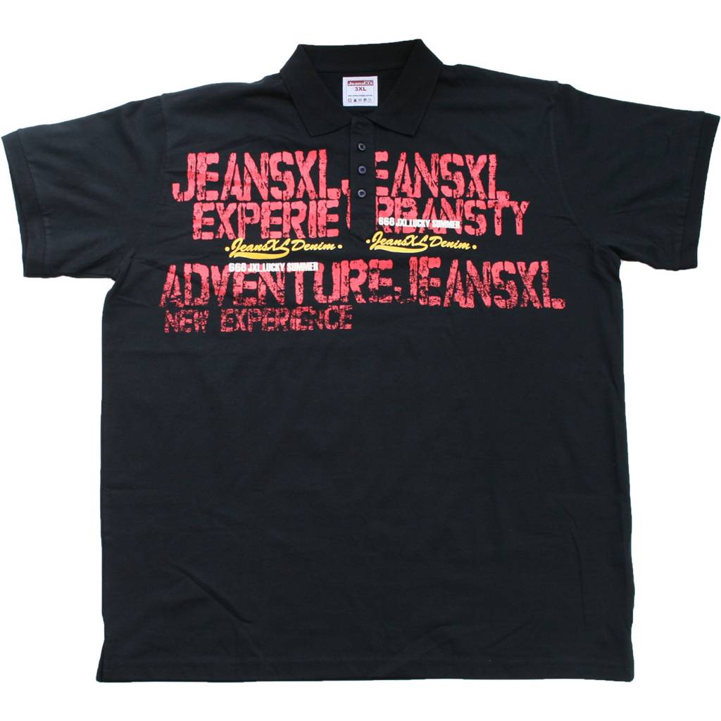 JeansXL Grote maten Zwarte Polo 668  3XL-6XL