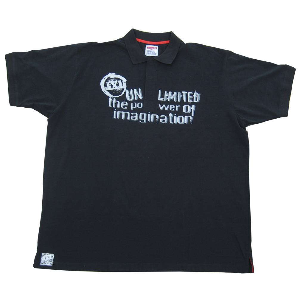 JeansXL Grote maten Zwarte Polo 664  3XL-6XL